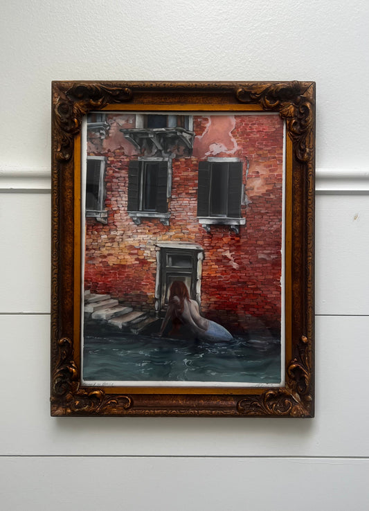 Mermaid in Venice - Framed Original 9x12" Oil