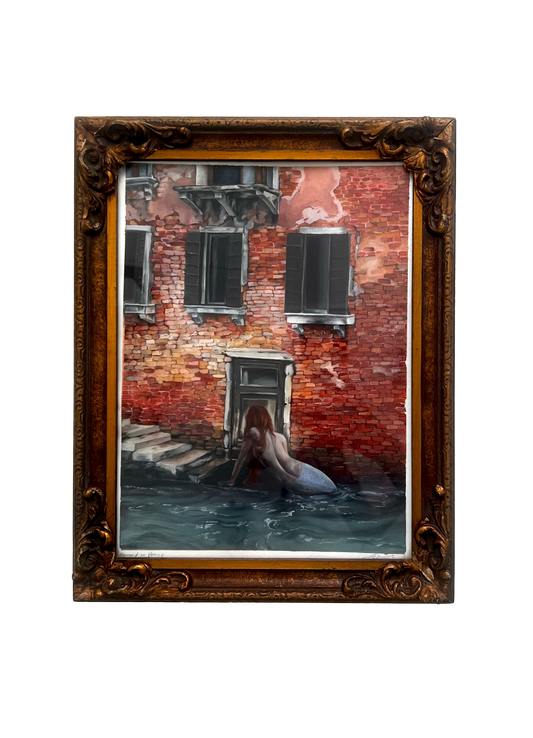 Mermaid in Venice - Framed Original 9x12" Oil